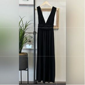 Black v-neck maxi dress. Dress it up or down!